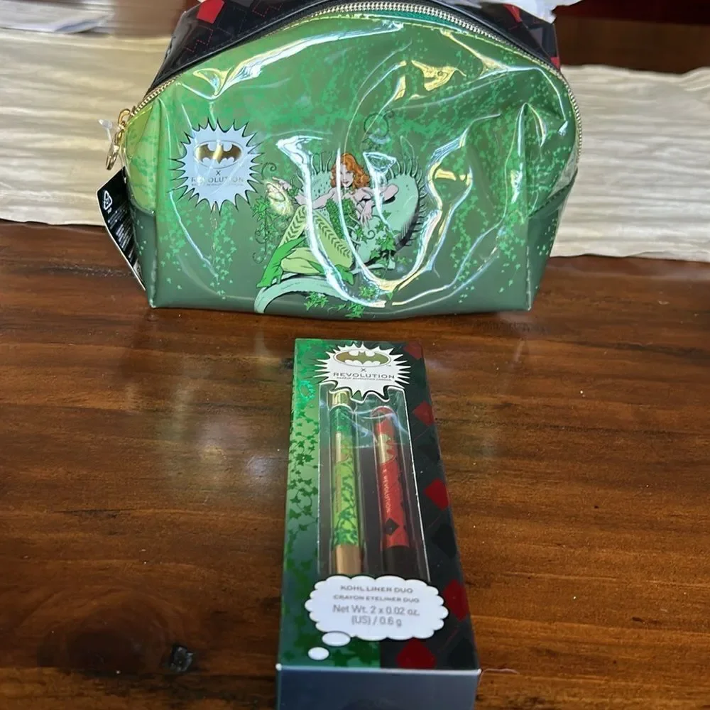 DC x Makeup Revolution Gotham City Cosmetic Bag and Crayon eye liner duo NWT